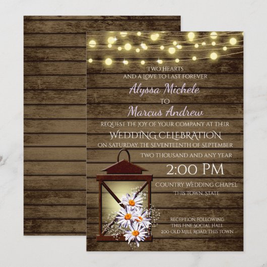 Rustieke schuur hout en lantaarn met madeliefjes kaart (Voorkant / Achterkant)