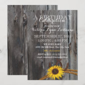 Rustieke schuur hout en zonnebloem verjaardag kaart (Voorkant / Achterkant)