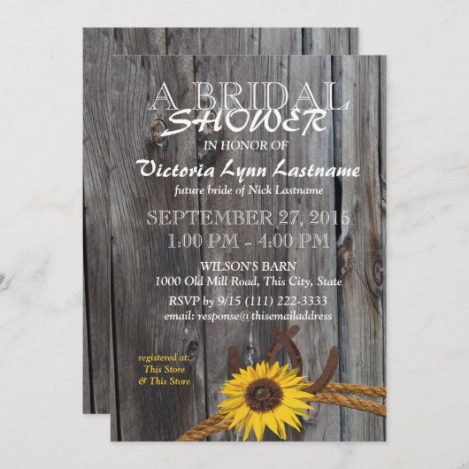 Rustieke schuur Hout en Zonnebloem Vrijgezellenfee Kaart (Voorkant / Achterkant)