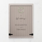 Rustieke schuur Hout Eucalyptus Crest Elegant Huwe Drieluik Uitnodiging (Cover)