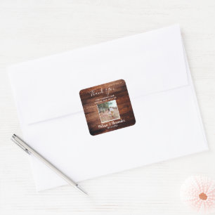 Rustieke schuur hout foto Bruiloft Dank u Vierkante Sticker