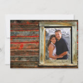 Rustieke schuur hout hart raam bruiloft uitnodigin kaart (Achterkant)
