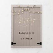 Rustieke schuur hout kalligrafie elegante foto bru drieluik uitnodiging (Cover)