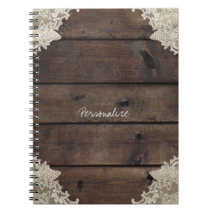 Rustieke schuur hout & kant romantische elegante o notitieboek