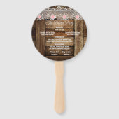 Rustieke Schuur Hout & Kant Wedding Programma Handwaaier (Achterkant)