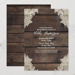 Rustieke schuur hout & kanten romantische elegante kaart