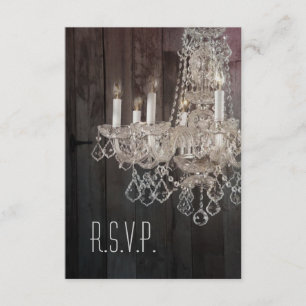 Rustieke schuur hout kroonluchter bruiloft RSVP re Kaartje