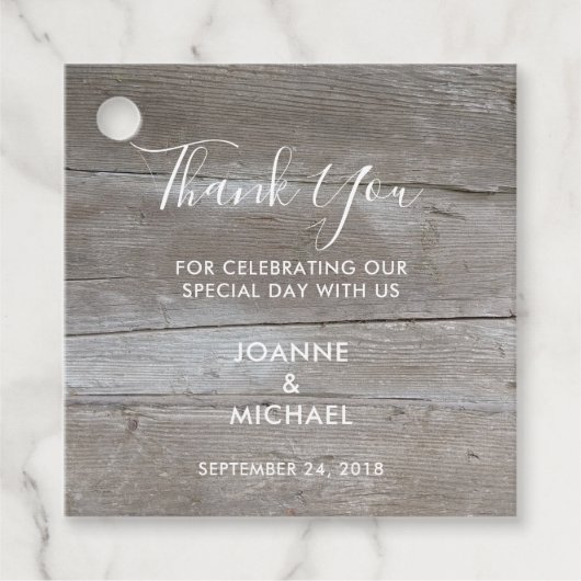 Rustieke schuur hout land bruiloft dank u bedankjes labels (Voorkant)