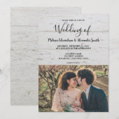 Rustieke schuur hout land foto bruiloft kaart (Voorkant / Achterkant)