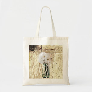 rustieke schuur hout land madeliefje bruidsmeisje tote bag