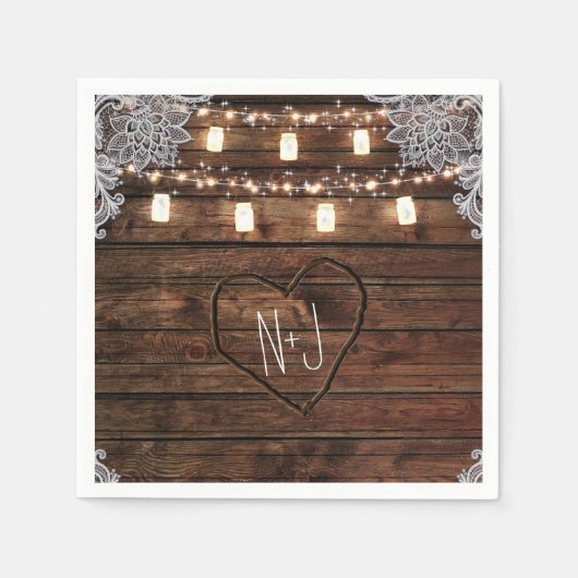 Rustieke schuur hout & Mason Jars bruiloft feest Servet (Voorkant)