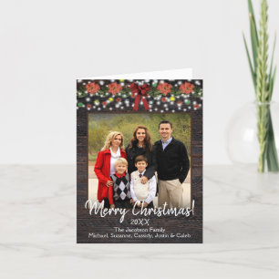 Rustieke Schuur Hout met Garland & Lights Foto Feestdagen Kaart