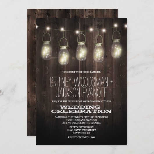 Rustieke schuur hout metselaar pot bruiloft uitnod kaart (Voorkant / Achterkant)