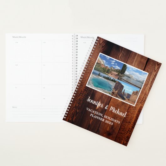 Rustieke schuur hout reizen vakantie foto collage planner (Display)