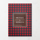 Rustieke schuur hout rode buffel geruite geweien b drieluik uitnodiging (Cover)