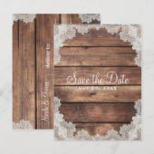 Rustieke schuur hout romantische kant Save the Dat Aankondigingskaart (Voorkant / Achterkant)