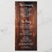 Rustieke schuur hout script land bruiloft programm programma (Achterkant)