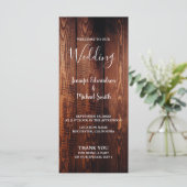 Rustieke schuur hout script land bruiloft programm programma (Staand voorkant)