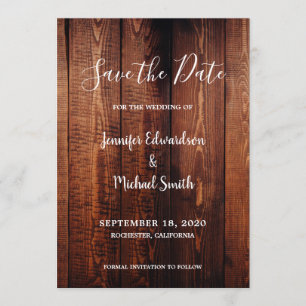 Rustieke schuur hout script land Save the Date Kaart