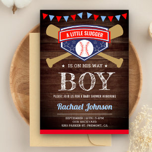 Rustieke schuur hout sport jongen honkbal baby sho kaart