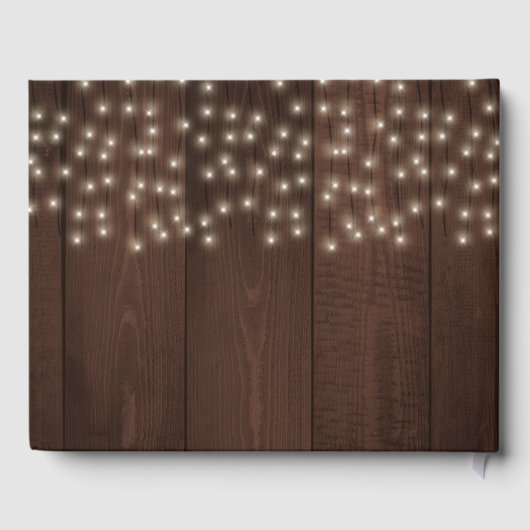 Rustieke schuur hout string lichten bruiloft gaste gastenboek (Achterkant)