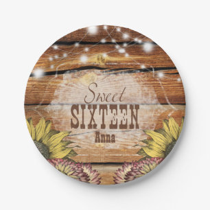 Rustieke Schuur Hout String Lichten Zonnebloemen Papieren Bordje