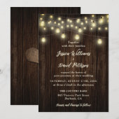 Rustieke schuur hout string verlichting land bruil kaart (Voorkant / Achterkant)