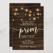 Rustieke schuur hout String verlichting Prom Kaart (Voorkant / Achterkant)