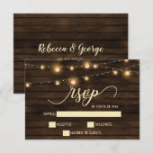 Rustieke schuur hout String verlichting Uitnodigin RSVP Kaartje (Voorkant / Achterkant)