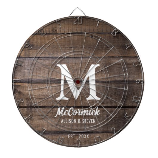 Rustieke schuur hout textuur familie Monogram Dartbord (Voorkant)