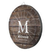 Rustieke schuur hout textuur familie Monogram Dartbord (Voorkant Rechts)