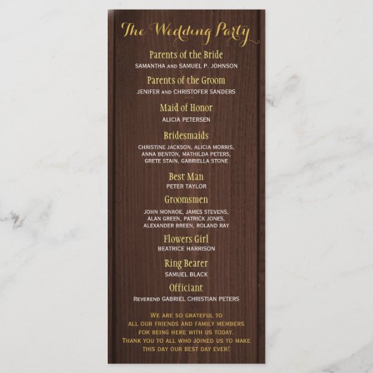 Rustieke schuur hout zonnebloemen bruiloft program programma (Achterkant)