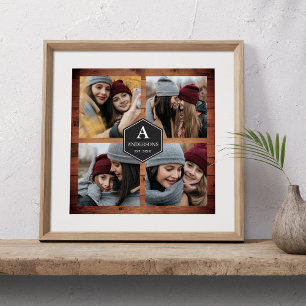 Rustieke schuur houten 4 foto's familie foto colla poster