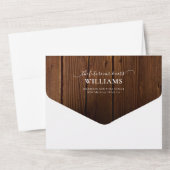 Rustieke schuur houten monogram 2 foto RSVP-huweli All In One Uitnodiging (Achterkant)