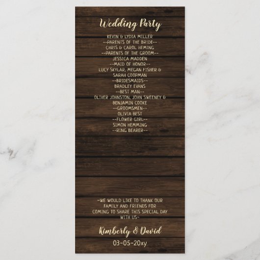 Rustieke schuur Houten String verlichting Trouwpro Programma (Achterkant)