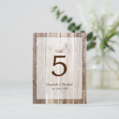 Rustieke Schuur Houten Trouwtafel Nummer Briefkaart (Staand voorkant)