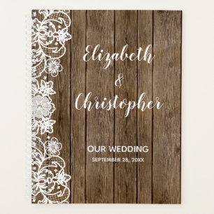Rustieke schuur houten witte kant kalligrafie brui planner