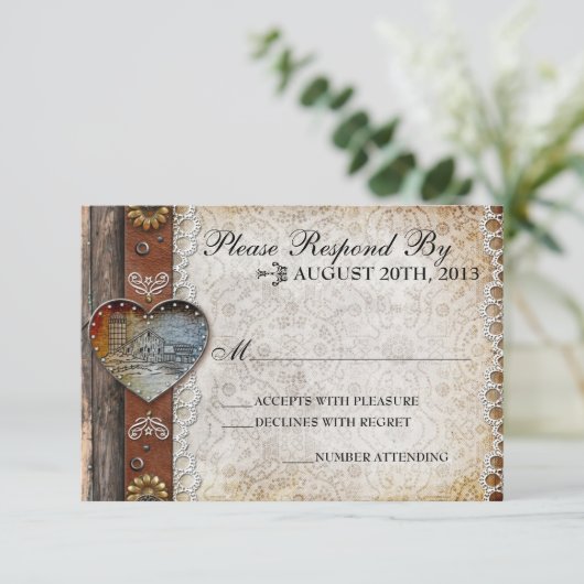 Rustieke schuur land bruiloft RSVP (Staand voorkant)