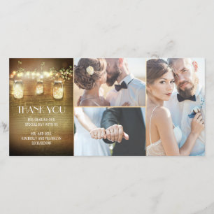 Rustieke schuur lichten Mason Jar bruiloft dank u Bedankkaart