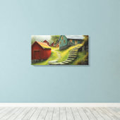 Rustieke schuur met spiraalvormige trap canvas afdruk (Insitu (Houten vloer))