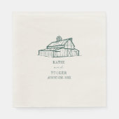 Rustieke schuur smaragd bruiloft servet (Voorkant)