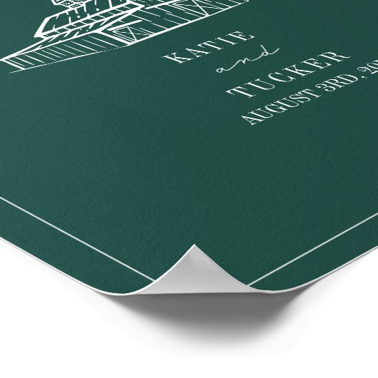 Rustieke schuur Smaragd Groene Herfst Bruiloft Wel Poster (Hoek)