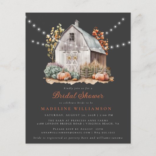 Rustieke schuur String Lights bruids douche uitnod Flyer (Voorkant)