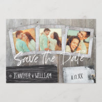 Rustieke Scrapbook Fotocollage Sla de datum op STD