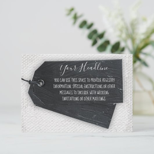 Rustieke Scrapbook Label Custom Message Enclosure  Kaart (Staand voorkant)