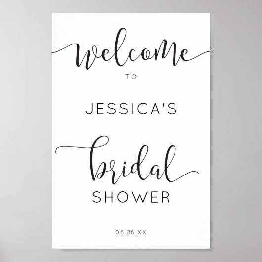 Rustieke script bruiloftsshower welkomstbord poster (Voorkant)