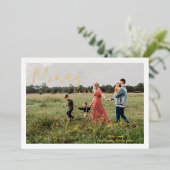 Rustieke Script Foto Moderne Kerstmis Folie Feestdagenkaart (Staand Voorkant)