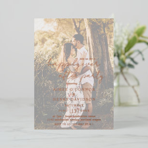 Rustieke Script Foto Moderne Trouwreceptie Folie Uitnodiging