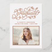 Rustieke Script-klasse van 2024 Afstuderen Roos Go Folie Uitnodiging (Voorkant)