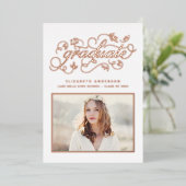 Rustieke Script-klasse van 2024 Afstuderen Roos Go Folie Uitnodiging (Staand Voorkant)